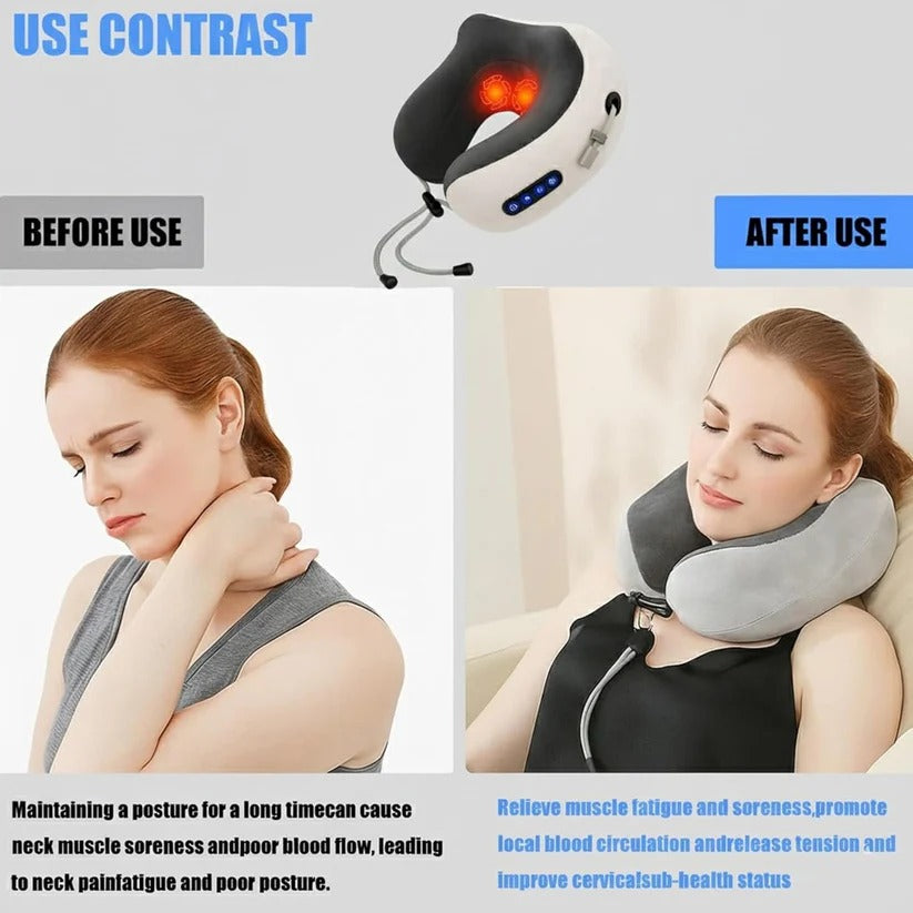 Reise Nackenstütze mit Integriertem Massagegerät für Entspannung