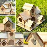 Elegantes Holzvogelhaus mit dekorativem Design für den Garten