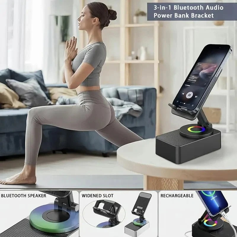 Multifunktionaler Bluetooth-Lautsprecher mit Handyständer und LED-Beleuchtung
