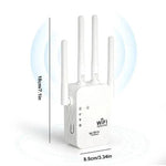 Dualband WLAN Verstärker mit 4 Antennen und Ethernet-Anschluss für optimierte Abdeckung im ganzen Haus