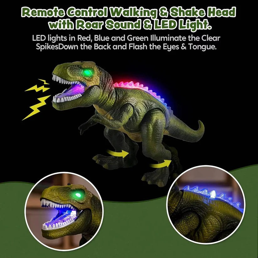 Fernsteuerbarer T-Rex Dinosaurier mit Nebeleffekten und LED-Lichtern