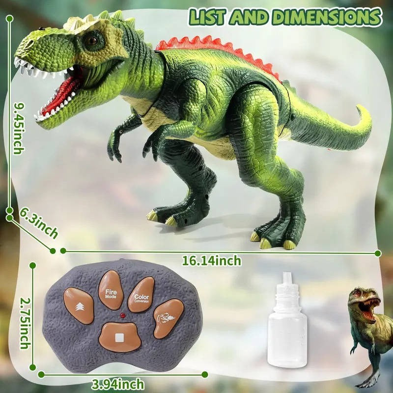 Fernsteuerbarer T-Rex Dinosaurier mit Nebeleffekten und LED-Lichtern
