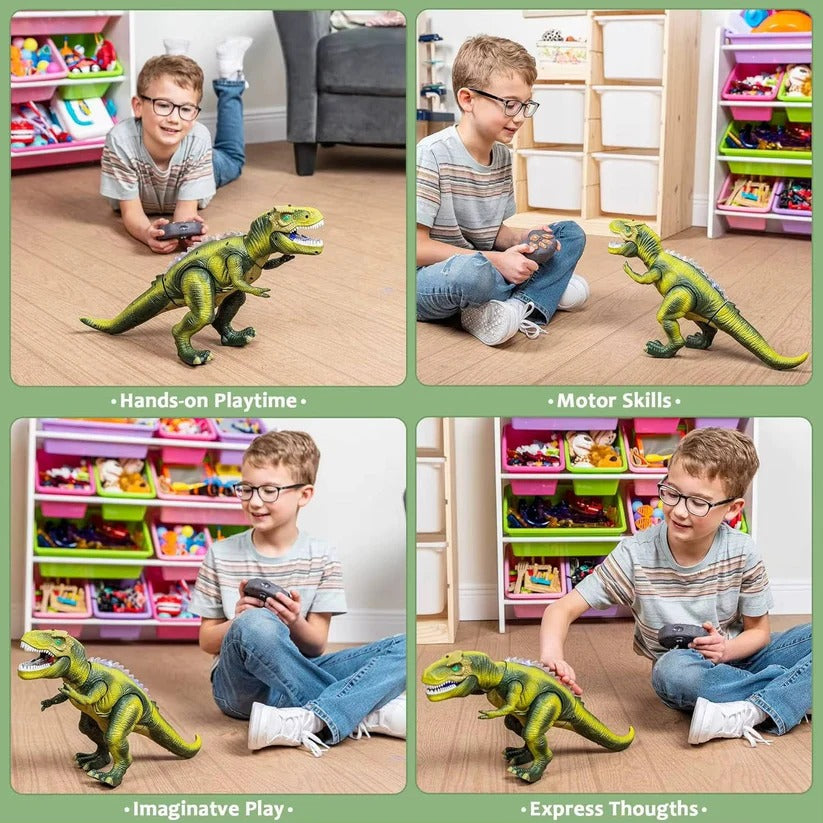 Fernsteuerbarer T-Rex Dinosaurier mit Nebeleffekten und LED-Lichtern