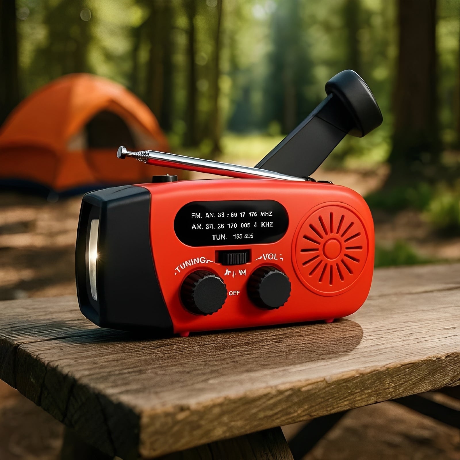 Notfallradio mit Kurbel, LED-Taschenlampe und Powerbank-Funktion
