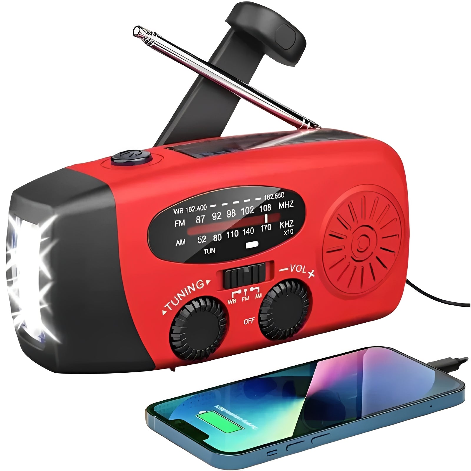 Notfallradio mit Handkurbel, LED-Taschenlampe und Powerbank