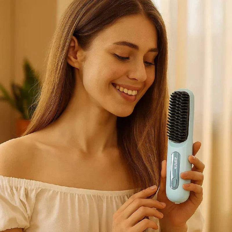 Keramische Haarglätterbürste mit Anti-Frizz-Funktion für schnelles Styling