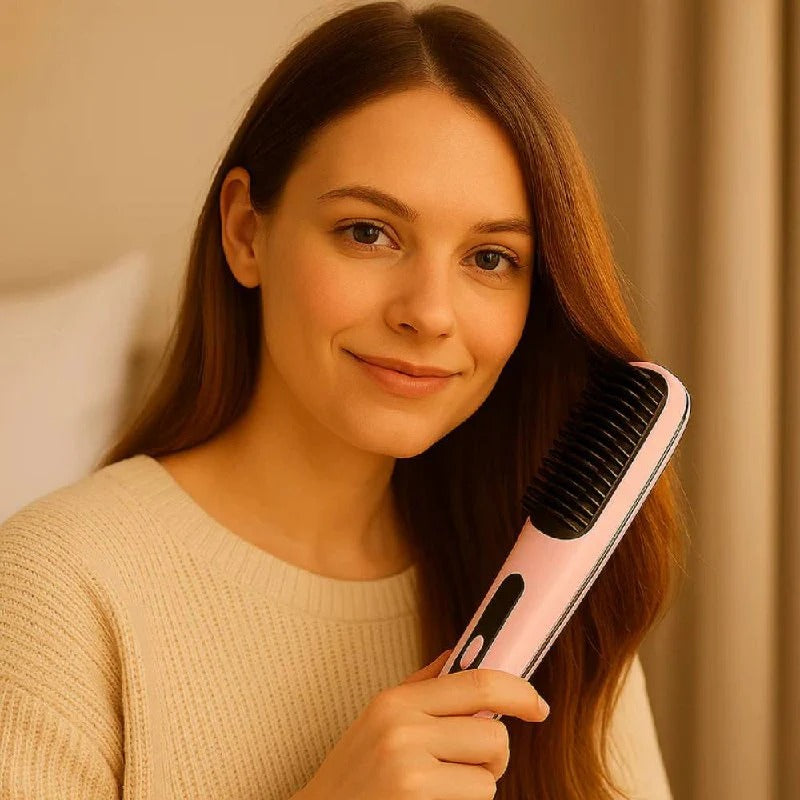 Keramische Haarglätterbürste mit Anti-Frizz-Funktion für schnelles Styling