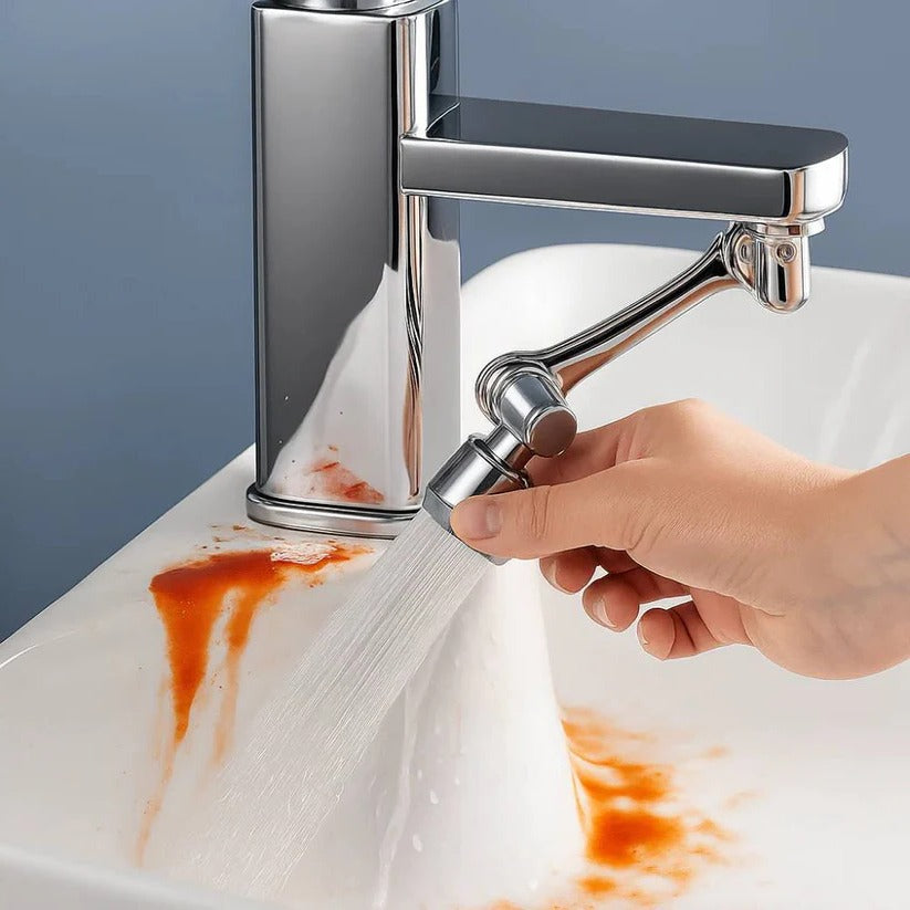 Wasserhahn-Aufsatz mit 1440° Drehung und integriertem Wassersparer