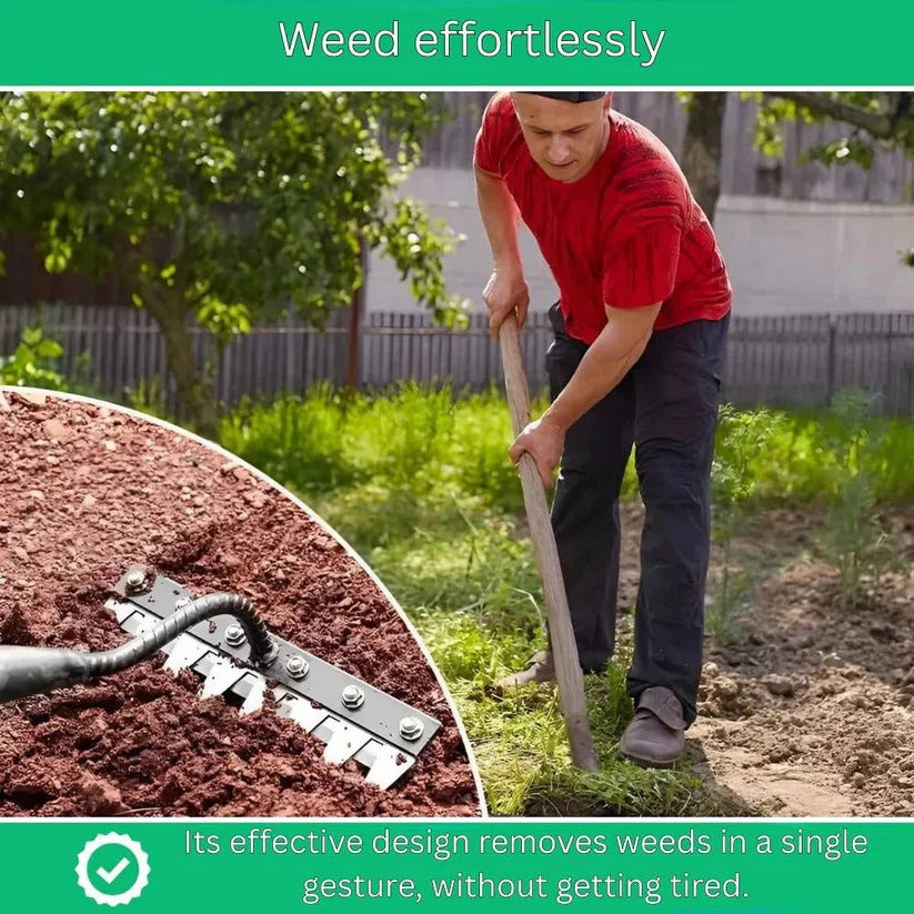 Ergonomischer Gartenrechen aus Stahl für effiziente Unkrautentfernung