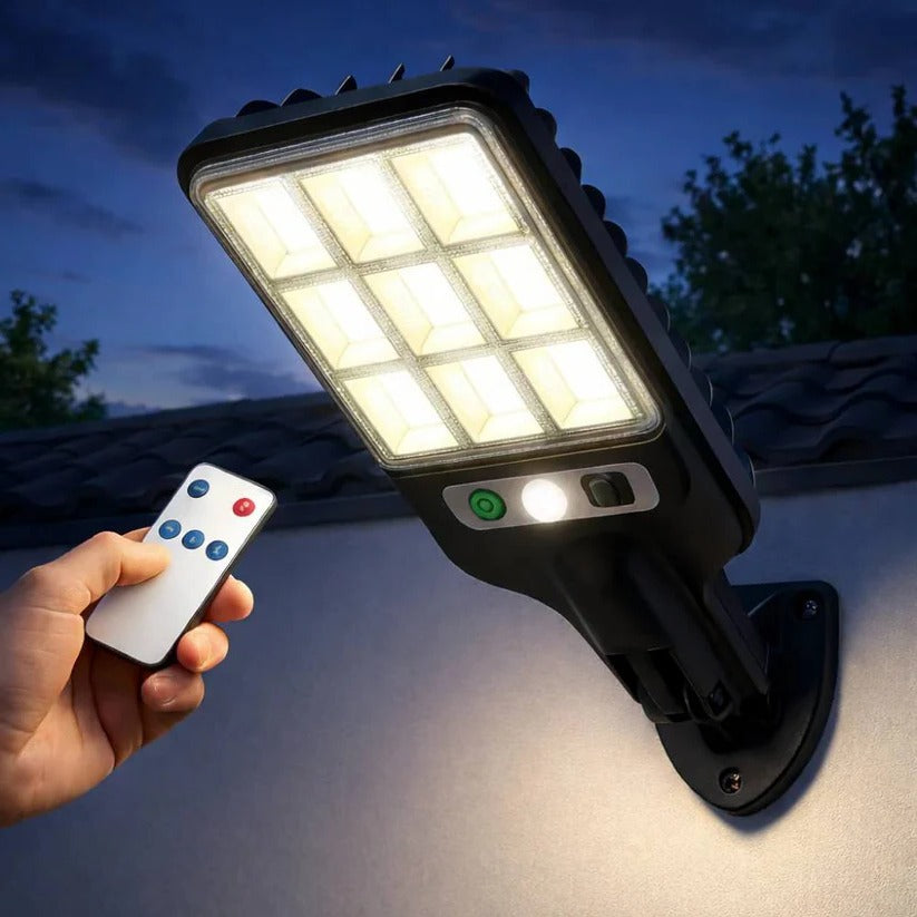Solarbetriebene Wandlampe mit Bewegungsmelder für Außenbereiche