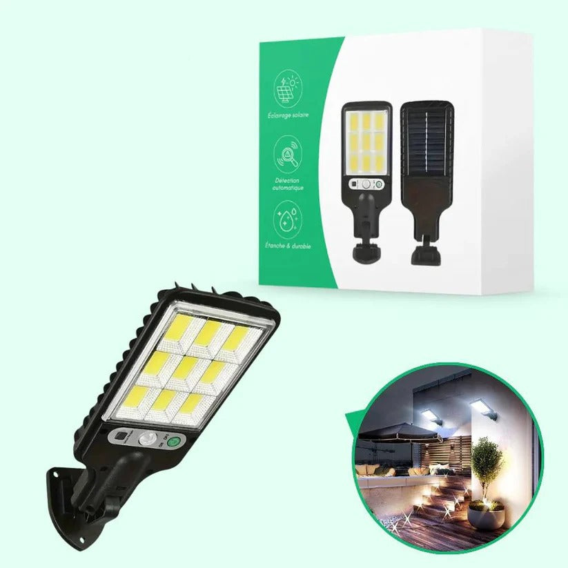 Solarbetriebene Wandlampe mit Bewegungsmelder für Außenbereiche