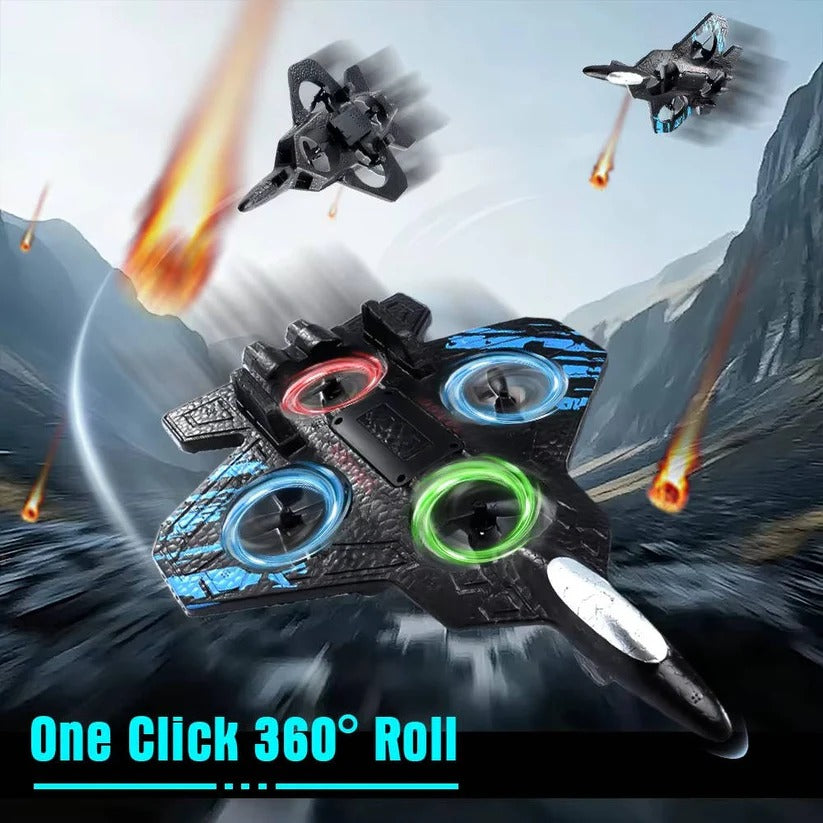 Kinderfreundliches RC Flugzeug mit 360° Drehungen und LED-Lichtern