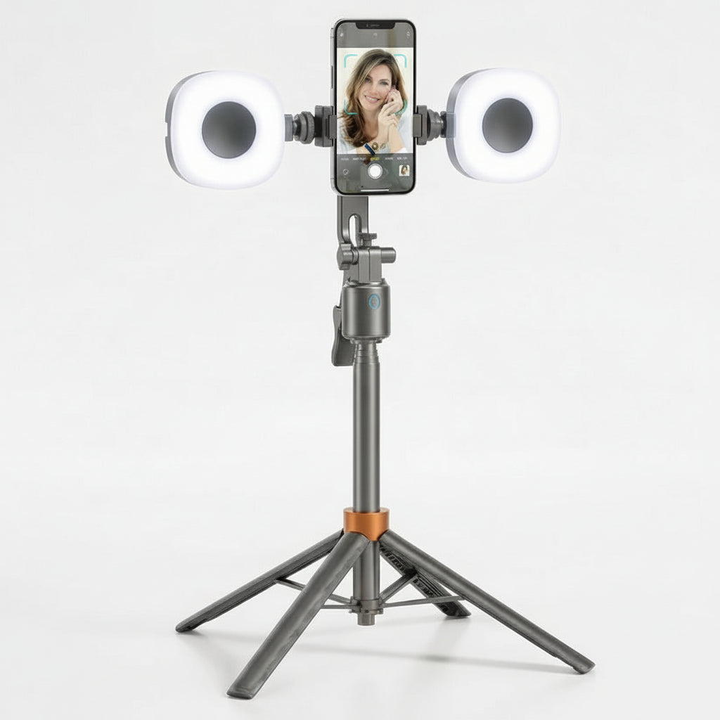 Intelligenter Smartphone-Stativ mit automatischer Verfolgung und dualen Lichtern für Livestreaming und Vlogging