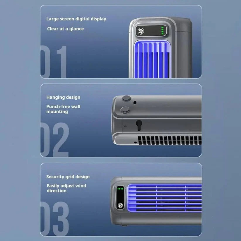Tragbarer Ventilator mit 3 Geschwindigkeiten und 2000mAh Akku