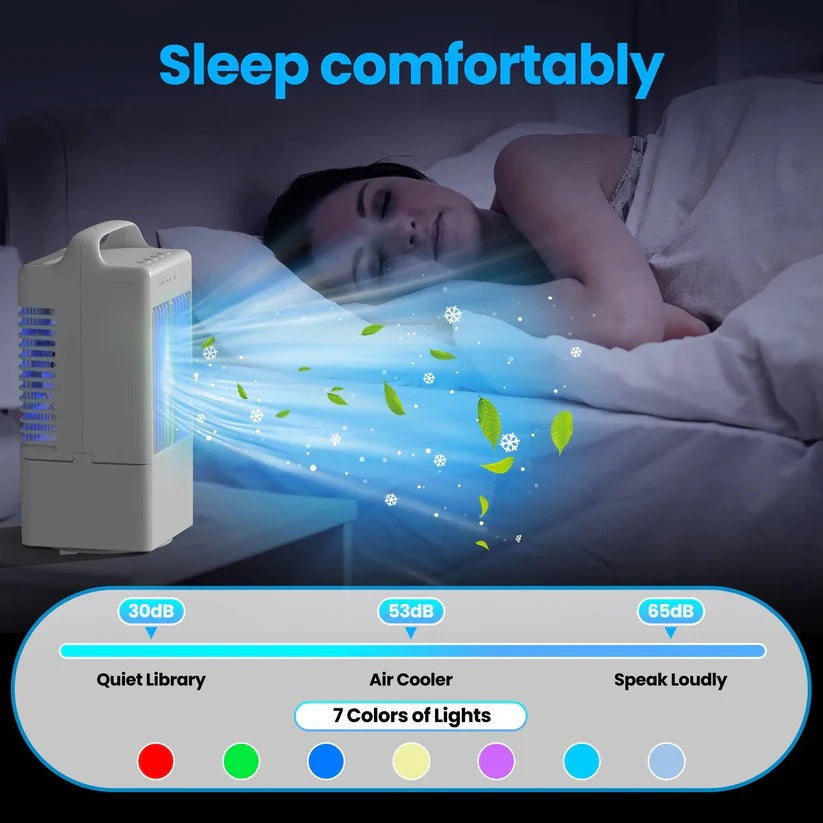 Kompakter USB Tischventilator mit sanftem Licht und Timer-Funktion