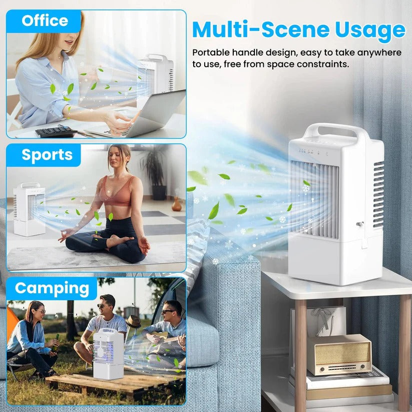 Kompakter USB Tischventilator mit sanftem Licht und Timer-Funktion