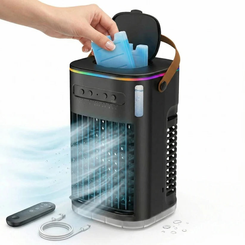 Tragbarer Klimaanlagenventilator mit 1,2L Wassertank und Fernbedienung