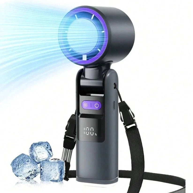 3-in-1 Tragbarer Ventilator mit Taschenlampe und LED-Anzeige