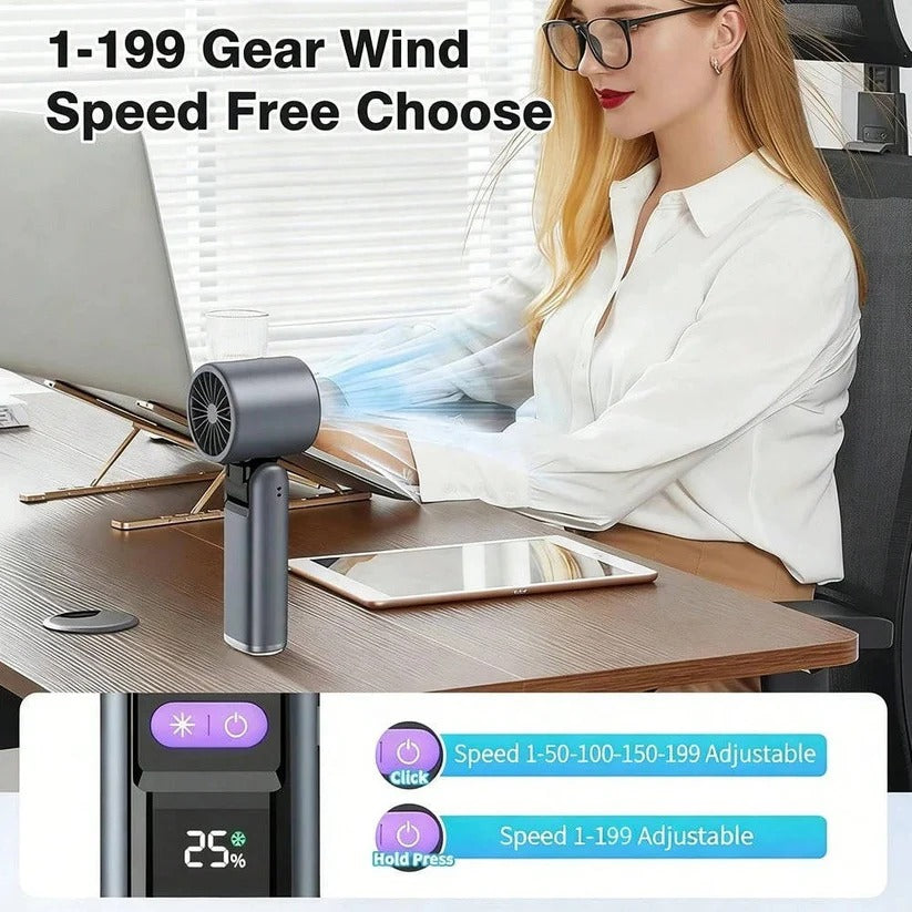 3-in-1 Tragbarer Ventilator mit Taschenlampe und LED-Anzeige