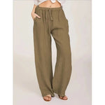 Bequeme Damen-Linenhose mit weitem Bein und elastischem Bund