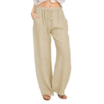Bequeme Damen-Linenhose mit weitem Bein und elastischem Bund