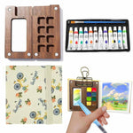 Kompaktes Aquarell-Set für unterwegs mit Palette, Pinsel und Skizzenbuch