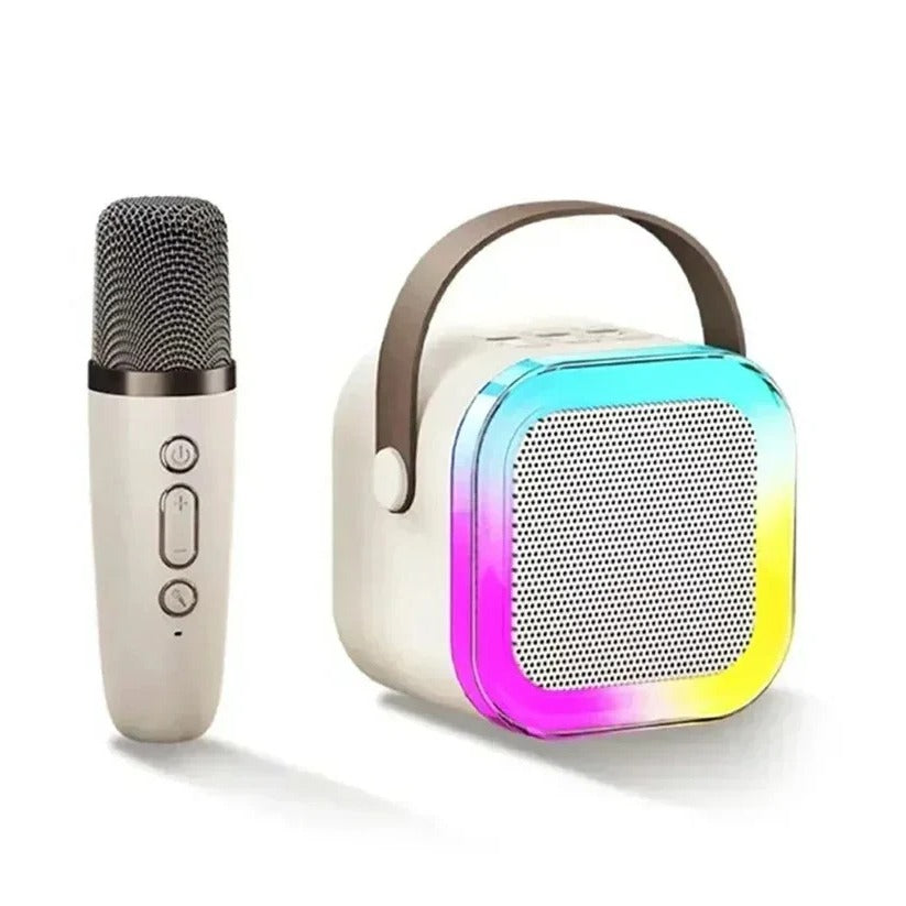 Tragbare Karaoke-Anlage mit Bluetooth und zwei Mikrofonen