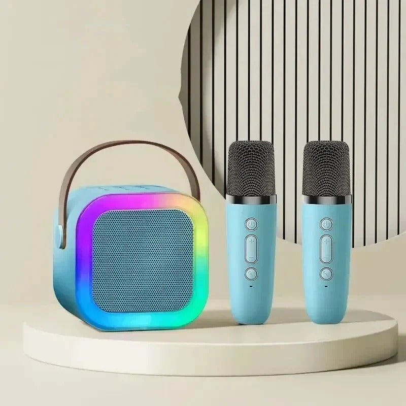 Tragbare Karaoke-Anlage mit Bluetooth und zwei Mikrofonen