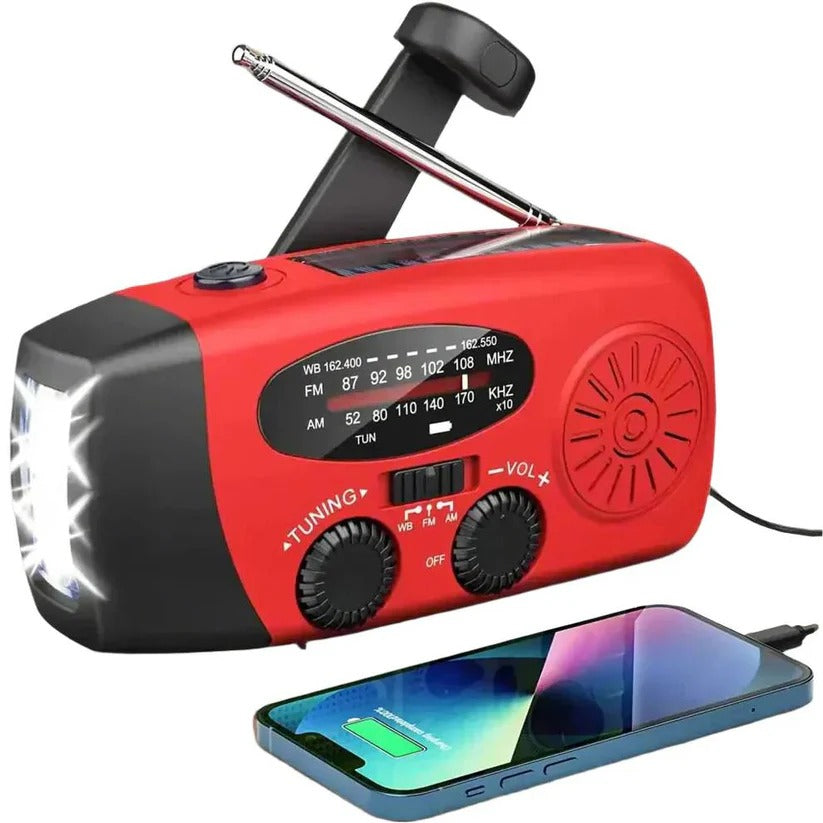 Solarbetriebene Notfallradio mit Handkurbel und Powerbank