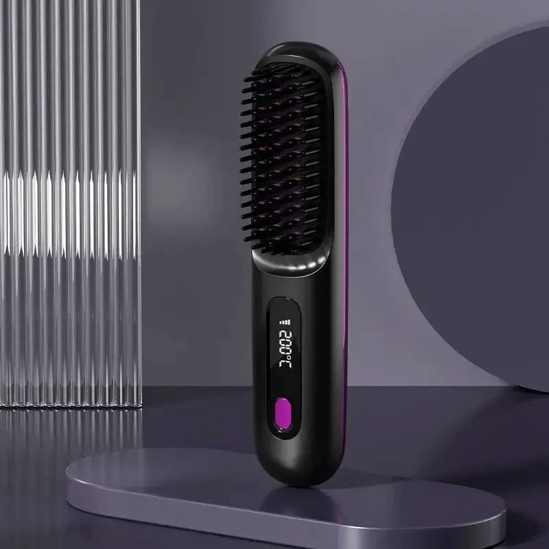 Kabelloser Haarglätter mit USB-Ladefunktion und LCD-Anzeige