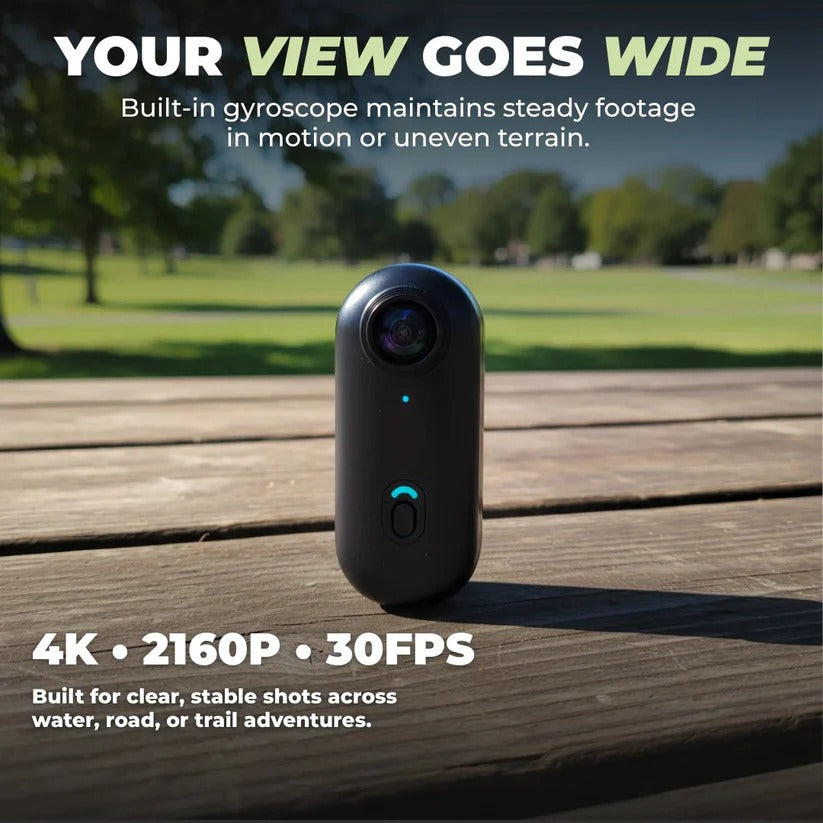 Kompakte 4K Action-Kamera mit wasserdichtem Gehäuse und 128GB Speicher