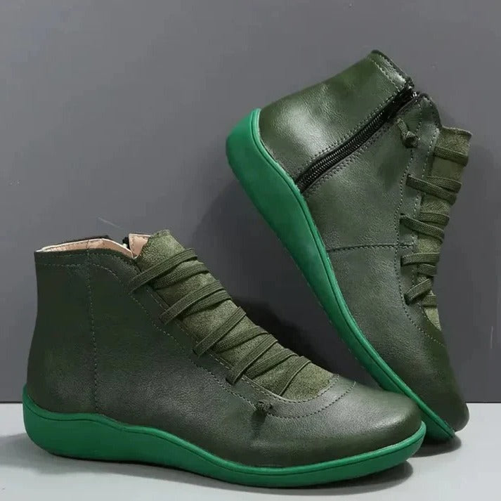 Damen Stiefeletten aus Kunstleder mit Blockabsatz und Reißverschluss