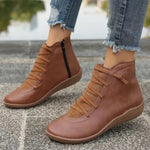 Damen Stiefeletten aus Kunstleder mit Blockabsatz und Reißverschluss