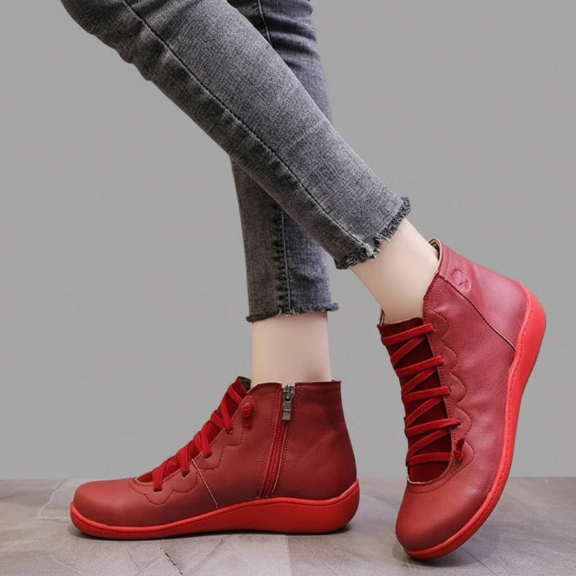 Damen Stiefeletten aus Kunstleder mit Blockabsatz und Reißverschluss