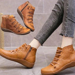 Damen Stiefeletten aus Kunstleder mit Blockabsatz und Reißverschluss