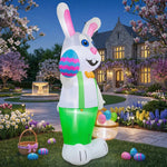 Luftgefüllter Osterhase mit LED-Beleuchtung und Eierkorb für die Außendekoration, 2,4 m