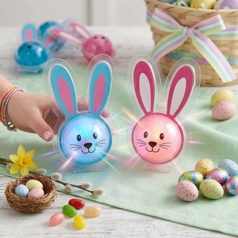 Bunte LED Sprungbälle mit Osterhasenmotiv – 12er Pack für Kinder