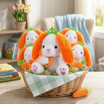 Niedliche Plüsch-Osterhasen mit Karottenohren – 6er Set für Geschenkkörbe
