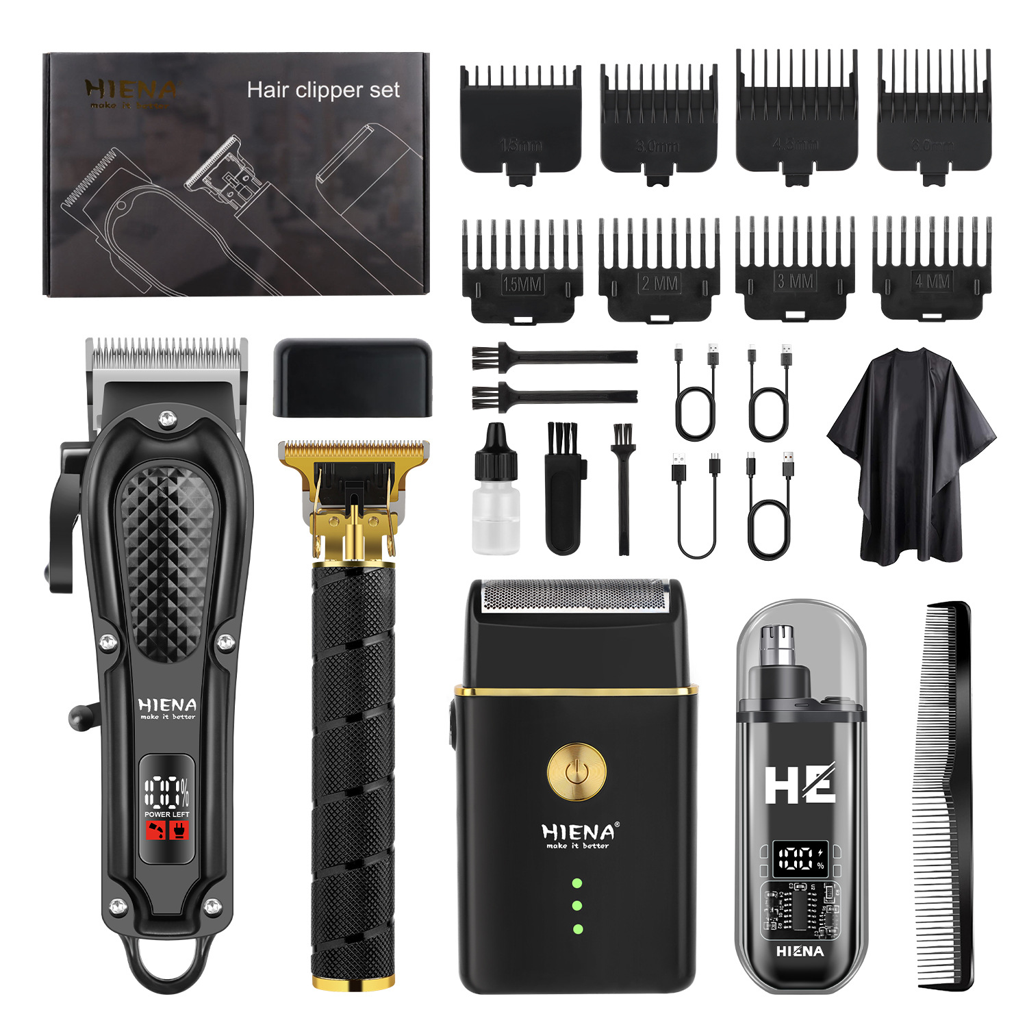Praktisches Haarschneider-Set mit LED-Anzeige
