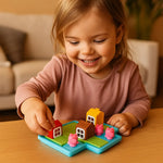 Puzzle und Geschicklichkeitsspiel mit 3 Schweinchen und dem Wolf