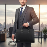 Hochwertige Laptop Schultertasche aus Leder für 14 bis 15 Zoll Laptops