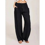 Bequeme Damen-Linenhose mit weitem Bein und elastischem Bund