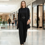 Dreiteiliges Lounge-Set für Damen: Cardigan, Top und Hose