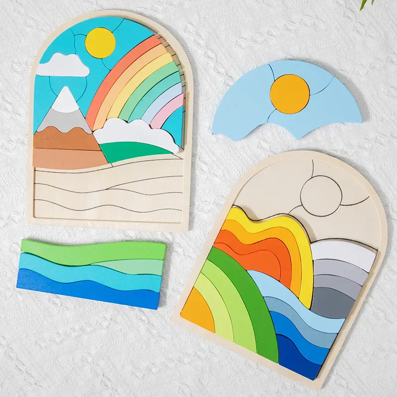 Bunte Puzzlewürfel im Regenbogen-Design