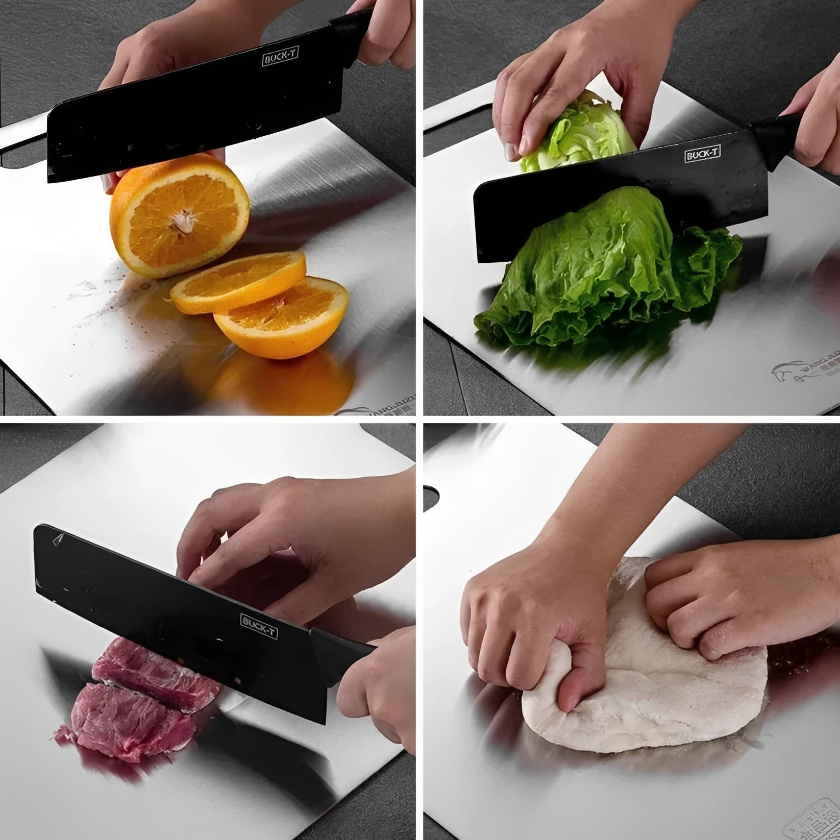 Edelstahl-Schneidebrett für Fleisch, Gemüse und Obst