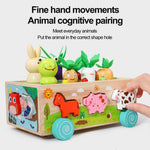 Bollerwagen mit Holz-Puzzle: Tiere und Gemüse für Kinder