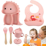 Silikon Geschirrset im Dinosaurier-Design – 7-teiliges Set für Kinder