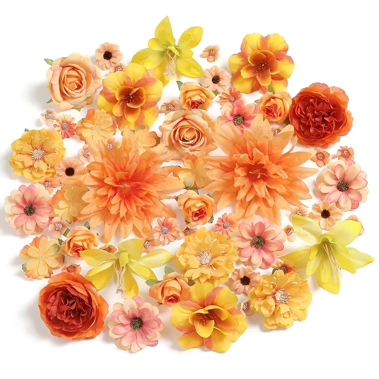 Künstliche Blumenköpfe in Herbstorange für kreative Projekte