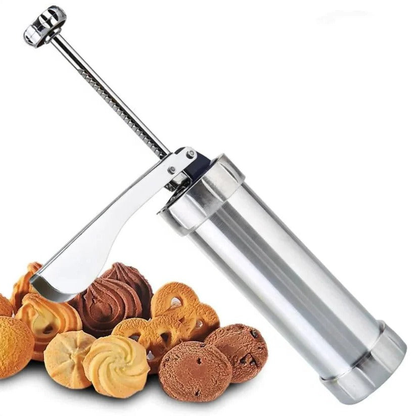 Aluminium Keks- und Spritzgebäck-Set mit 20 Formen und 4 Spritzaufsätzen