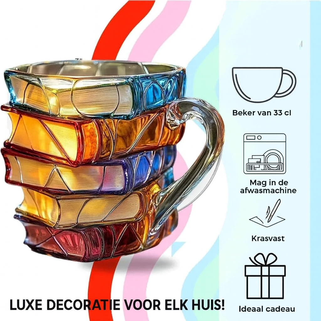 Literarische Tasse – Handbemalte 3D Tasse im Buchdesign